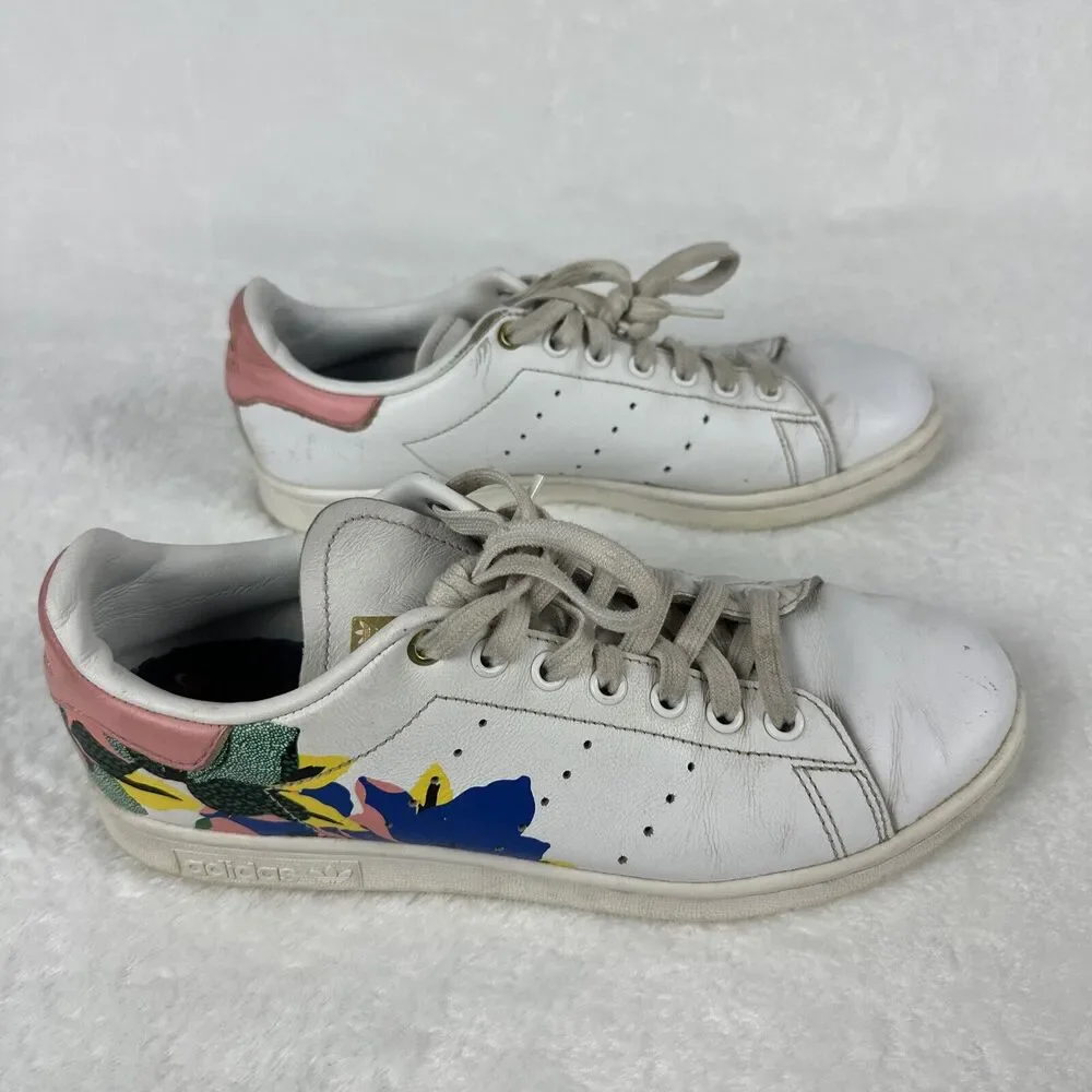 Size 8.5 Adidas Her Studio London x Stan Smith Floral Burst White Sneakers Shoes